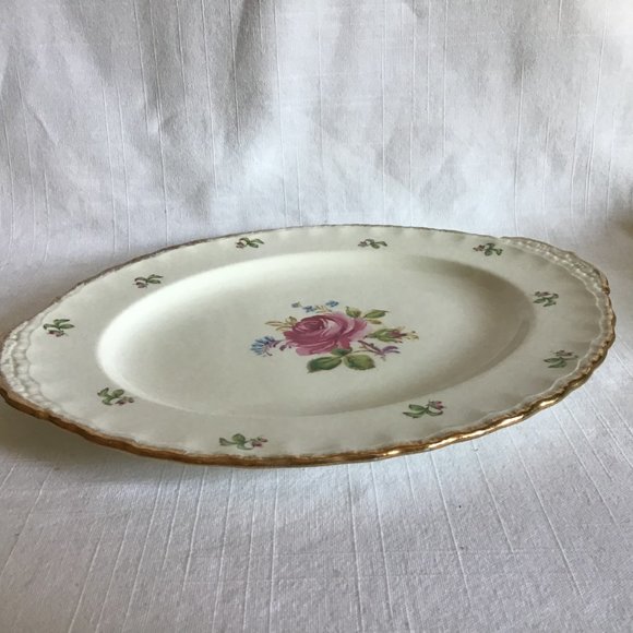 Vintage Grindley Cream Petal, Pink Rose OvalServing Plate / Platter - Picture 2 of 5